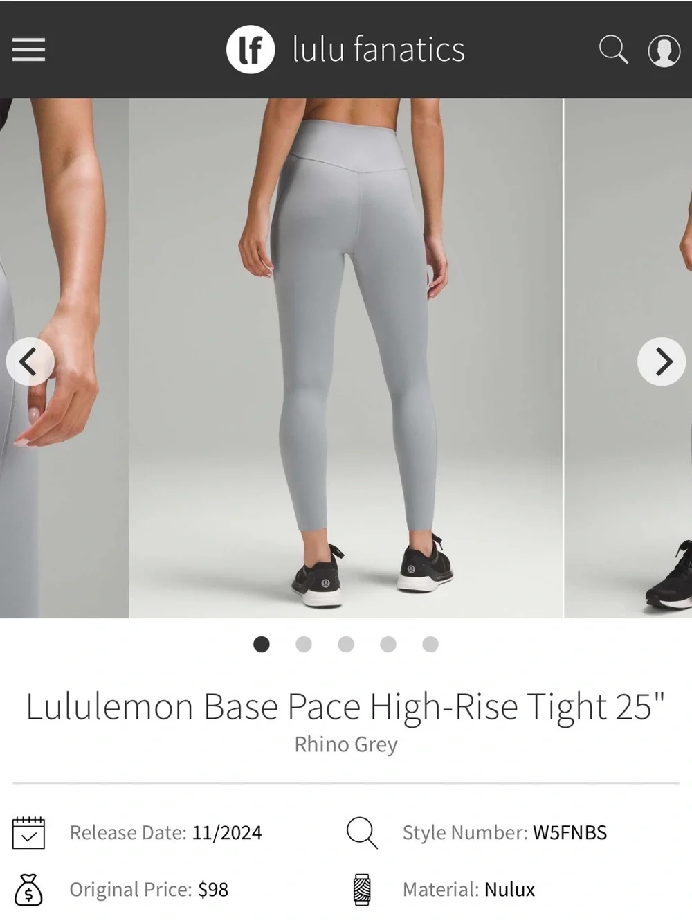 NWT Lululemon Base Pace High-Rise Tight Leggings 25